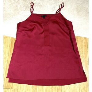 ATM womens Melillo Holly Red 5 button V-neck tank top size Small With Satin Feel